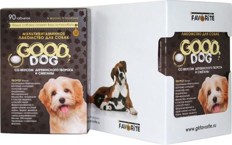 GOOD DOG Мультивитаминное лакомcтво для собак со вкусом "ТВОРОГА И СМЕТАНЫ" 90 таб. x 6 шт
