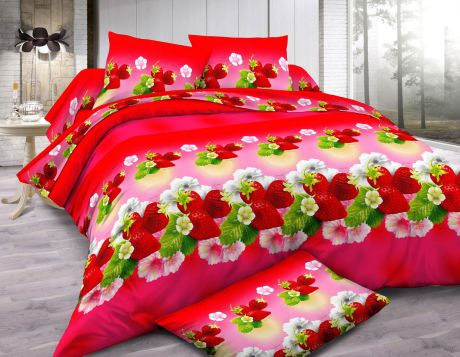 Комплект постельного белья Amore Mio Макосатин Berry, 6476, розовый, 2-спальный, наволочки 70x70