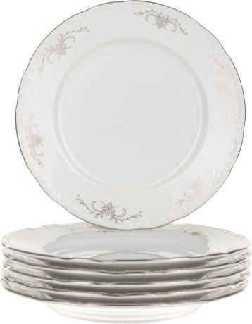 Тарелка десертная Thun 1794 a.s. Констанция Серый орнамент, отводка платина, БТФ0578, 17 см, 6 шт