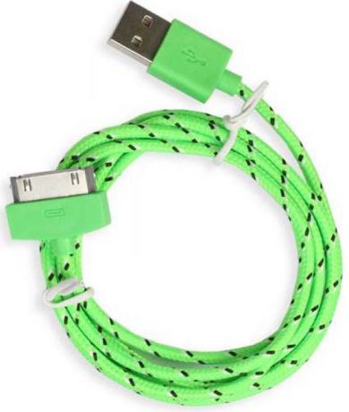 Дата-кабель Smartbuy iK-412n USB - 30-pin для Apple, зеленый, 1,2 м
