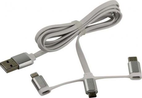 Дата-кабель Smartbuy iK-312 USB - 3 в 1 Micro + Type C + 8 pin, белый, 1,2 м