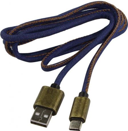 Дата-кабель Smartbuy iK-3112 USB 2.0 - USB Type C, джинсовый, 1,2 м