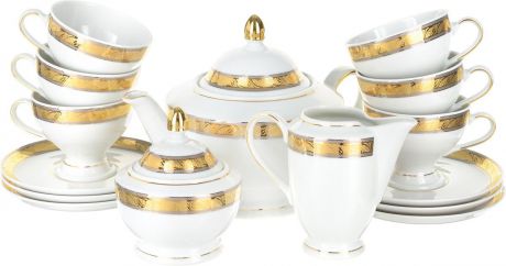 Сервиз чайный Thun 1794 a.s. Кристина Платиново-золотая лента, БТФ0557, 17 предметов