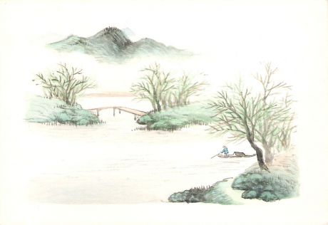 Двойная открытка "Мост". Китай, середина ХХ века