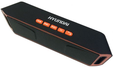Колонка портативная Hyundai H-PAC160, 6 Вт, 1.0 BT/3.5Jack/USB, черный, оранжевый