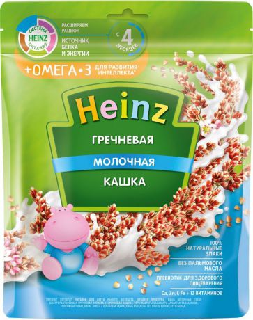 Каша Heinz молочная гречневая с Омега 3, с 4 месяцев, 200 г