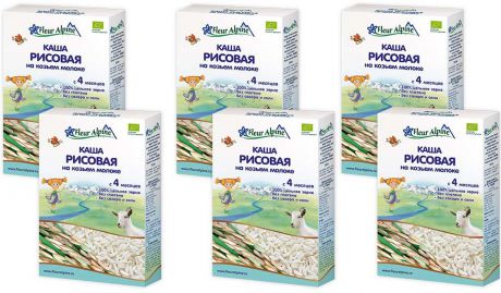 Флер Альпин Органик каша на козьем молоке рисовая, с 4 месяцев, 6 шт по 200 г
