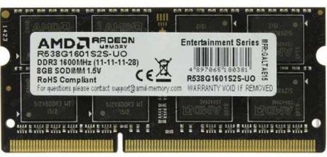 Модуль оперативной памяти AMD Radeon DDR3 8GB 1600Mhz So-DIMM, R538G1601S2S-U