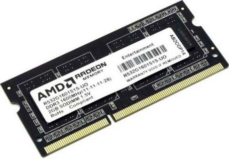 Модуль оперативной памяти AMD Radeon DDR3 2GB 1600Mhz So-DIMM, R532G1601S1S-U