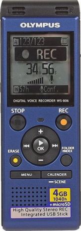 Диктофон цифровой Olympus WS-806+ME-51S Microphone, 4Gb, синий