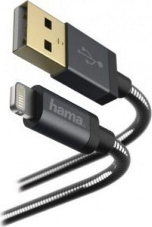 Кабель Hama Metal Lightning (m) USB A (m), 1,5 м, 00173626, черный