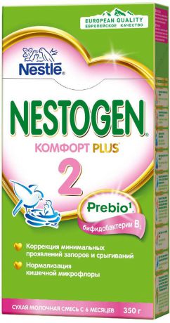 Смесь Nestogen 2 Комфорт PLUS адаптированная с пребиотиками и пробиотиками для детей с 6 месяцев, 350 г