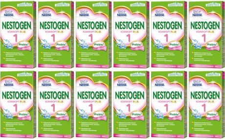Смесь Nestogen 1 Комфорт PLUS адаптированная с пребиотиками и пробиотиками для детей с рождения, 12 шт по 350 г