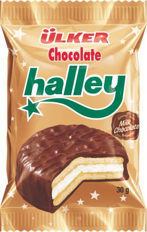 Печенье Ulker Halley покрытое молочным шоколадом с маршмеллоу, 30 г