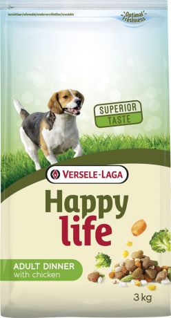 Корм сухой Versele-Laga Happy Life "Куриный ланч", для собак, 3 кг