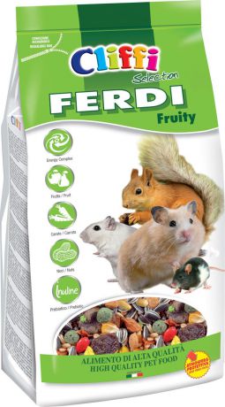 Корм сухой Cliffi Ferdi Fruity Selection Фрукты, грецкие орехи и морковь, для грызунов, 700 г