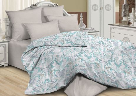 Комплект постельного белья Guten Morgen Premium Восток, А-845-143-240-70, семейный, наволочки 70x70, серый