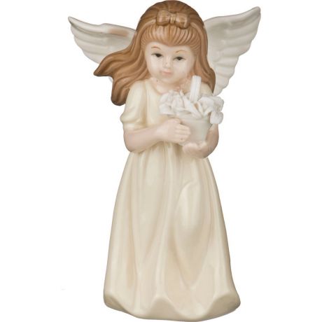 Фигурка Lefard "Ангелочек с корзиной цветов" кремовый, белый, 9 х 7 х 15 см