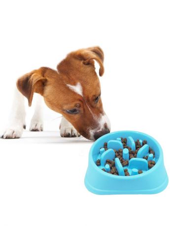 Устойчивая прочная пластмассовая миска для собак, замедляющая поедание корма