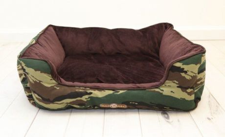 Лежак прямоугольный "Вельбоа-Канвас" (коричневый камуфляж), М (60x51x24)