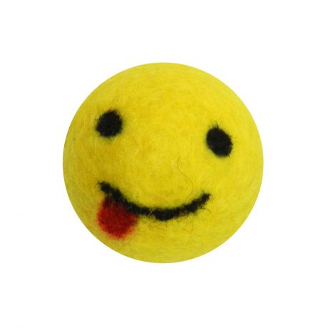 Игрушка для животных LIVEZOO Мяч из шерсти "Smile" Язык 6 см, желтый