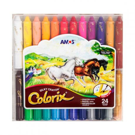 Мелки Amos пастельные "Colorix", на масляной основе, цветные. 24 шт.