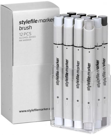 Stylefile Набор маркеров Brush оттенки серый нейтральный 12 шт
