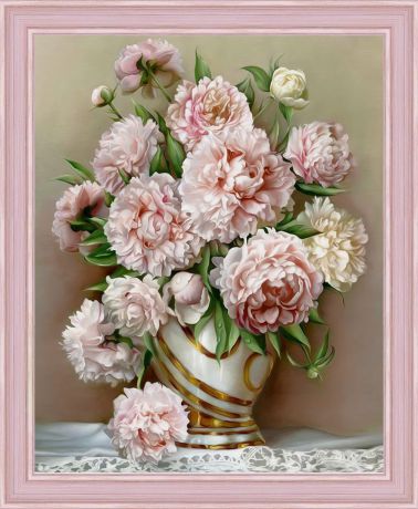 Картина стразами Алмазная Живопись "Роскошные пионы" (АЖ-1505), 37 цветов, 40х50 см