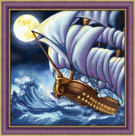 Картина стразами Алмазная Живопись "Море волнуется" (АЖ-1601), 34 цвета, 40х40 см