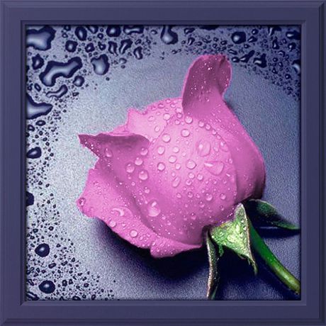 Картина стразами Алмазная Живопись "Розовая Роза" (АЖ-17), 18 цветов, 22х24 см