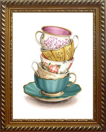 Картина стразами Алмазная Живопись "Коллекция чашек" (АЖ-1437), 37 цветов, 30х40 см