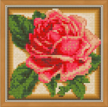Картина стразами Алмазная Живопись "Румяная роза" (АЖ-1450), 21 цвет, 15х15 см
