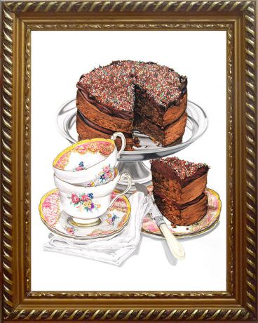 Картина стразами Алмазная Живопись "Лакомство к кофе" (АЖ-1435), 38 цветов, 30х40 см