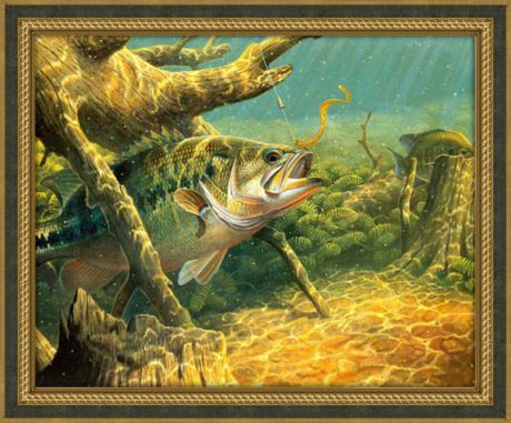 Картина стразами Алмазная Живопись "Охота на наживку" (АЖ-1145), 27 цветов, 50х40 см