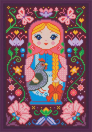 Картина стразами Алмазная Живопись "Матрёшка с курочкой" (АЖ-1323), 28 цветов, 20х30 см