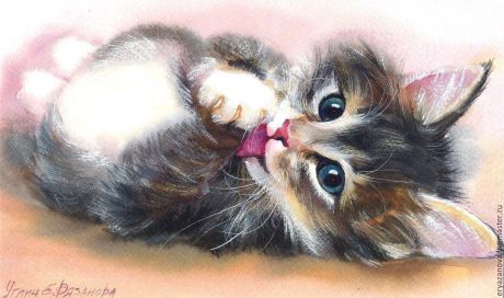 Набор для создания картины со стразами Цветной "Милый котенок", 40 х 50 см. LG011