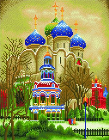 Набор для изготовления картины со стразами Цветной "Алмазная мозаика. Троицкий Собор", 50 х 40 см