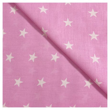 Ткань Vebertex звезды белые на розовом