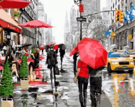 Набор для рисования по номерам Цветной "Дождь в Нью-Йорке", 40 x 50 см