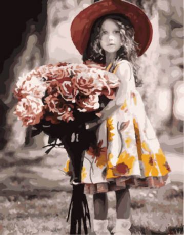 Набор для рисования по номерам Цветной "Девочка с букетом Кима Андерсона", 40 x 50 см
