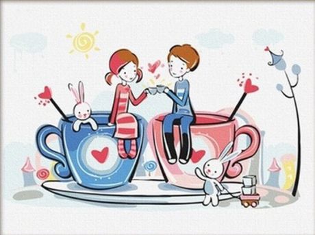 Набор для рисования по номерам Цветной "Чашечки любви", 30 x 40 см