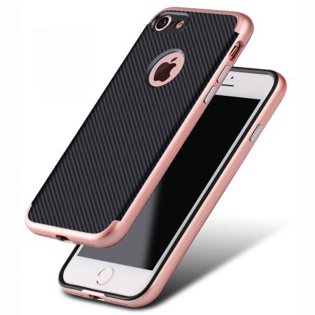 Чехол пластиковый EVA для Apple iPhone 7/8 - Черный/Розовый