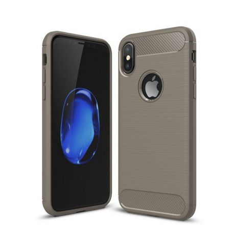 Чехол силиконовый EVA для Apple iPhone X - Серый/Карбон