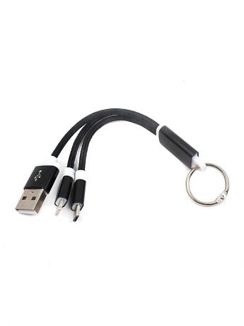 Кабель TipTop Универсальный кабель-брелок Lightning - USB, Micro USB_1, 4605180018317, черный