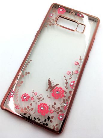 Чехол для сотового телефона Мобильная мода Samsung Note 8 Силиконовая, прозрачная накладка со стразами, розовый