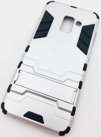 Чехол для сотового телефона Мобильная мода Samsung A8 2018 Накладка противоударная с подставкой, трансформер, 7173D, серебристый