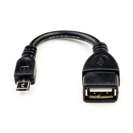 Кабель ATcom 0.8 м USB (Af) -micro USB OTG, пакет, черный