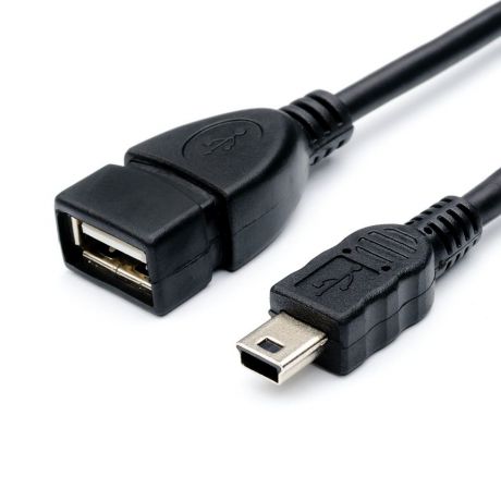 Кабель ATcom 0.8 м USB (Af) - mini USB OTG, AT2821, черный
