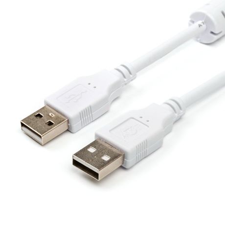 Кабель ATcom USB Am - Am, удлинитель 1,8 метра, феррит, пакет, белый