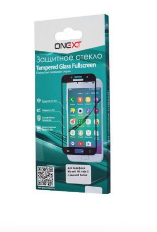 Защитное стекло Onext для телефона Xiaomi Mi Note 3, 641-41489, с рамкой, белый